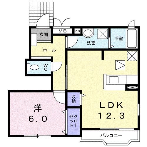 クローバー(1LDK/1階)の間取り写真