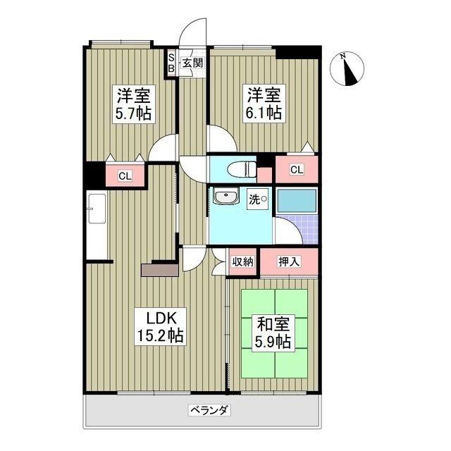 ワンダープレイス(3LDK/1階)の間取り写真