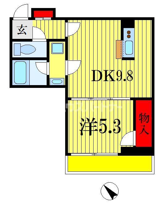 T・FORTアネックス(1DK/3階)の間取り写真