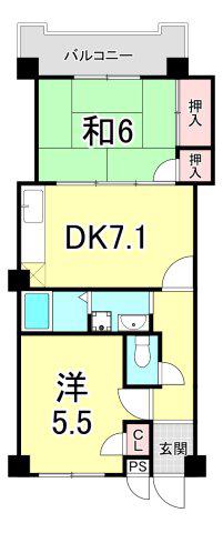 光永コート(2DK/2階)の間取り写真