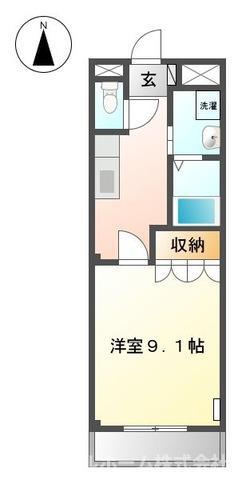 リヴェール小向(1K/1階)の間取り写真