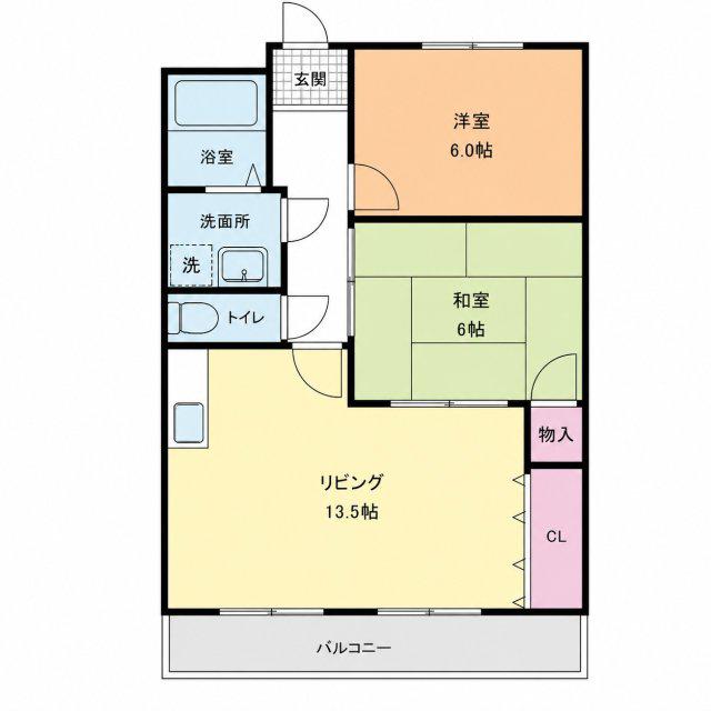 グランデージ明西(2LDK/3階)の間取り写真