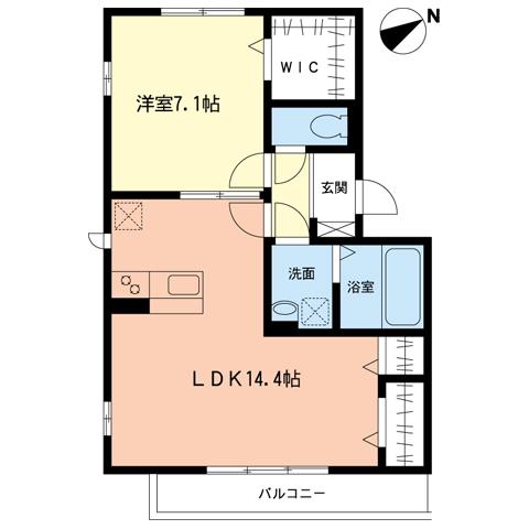 リヴィエール本町II(1LDK/1階)の間取り写真