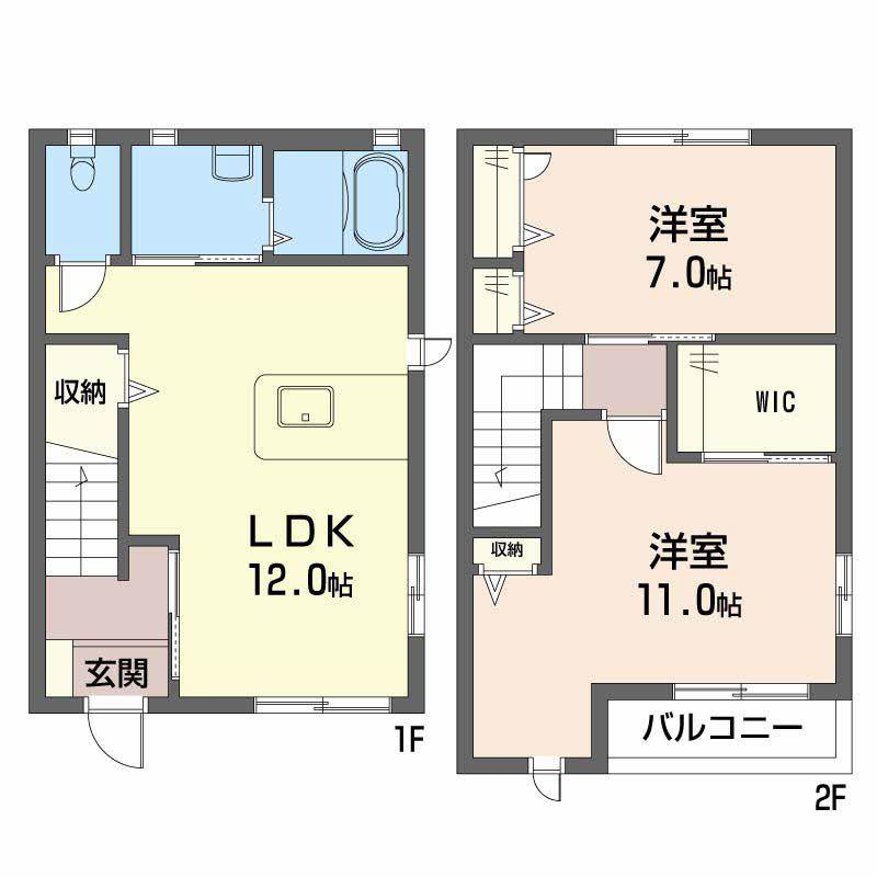 デュオ A棟(2LDK/1階)の間取り写真