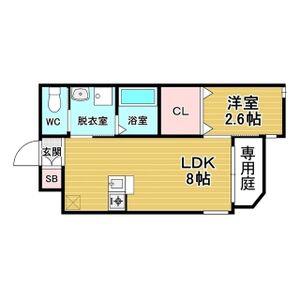 リアコート関大前II(1LDK/1階)の間取り写真
