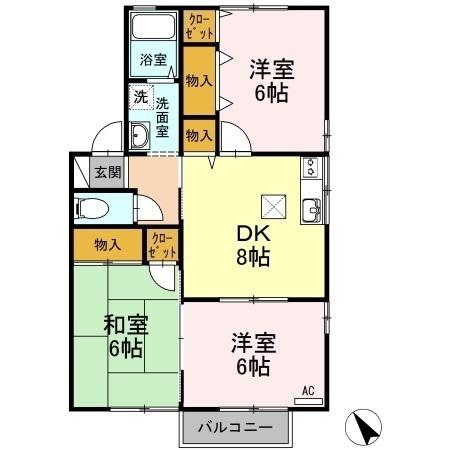 ファミール矢田(3DK/1階)の間取り写真