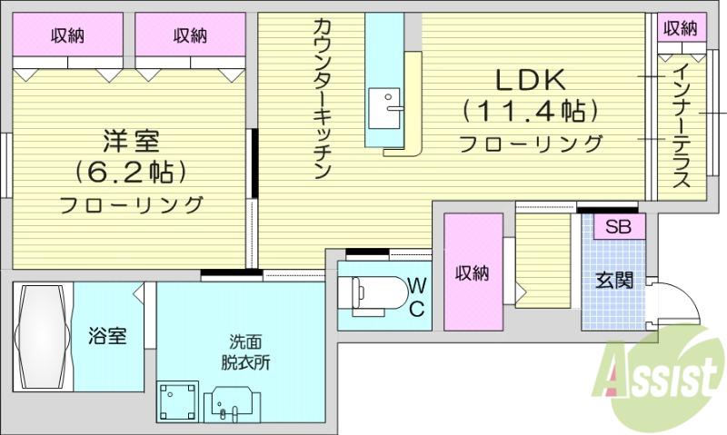 サン フィールド(1LDK/1階)の間取り写真