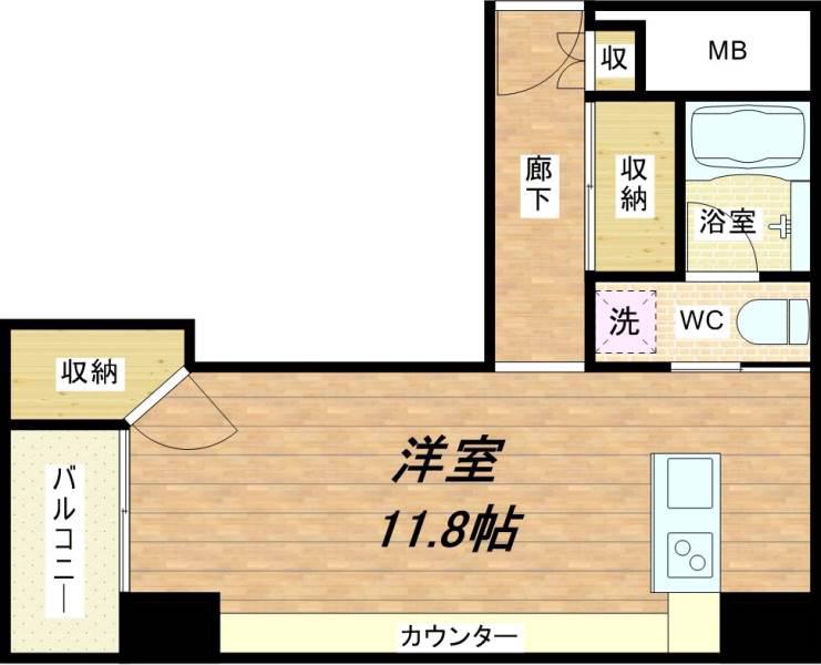 クリスタルブライト本町東(1K/4階)の間取り写真
