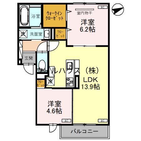 D-ROOM CHIYO(2LDK/2階)の間取り写真