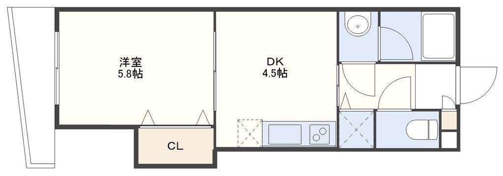 エンジェルコート白川(1DK/2階)の間取り写真