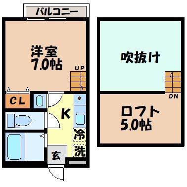 メルヴェーユ(1K/2階)の間取り写真