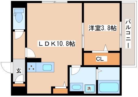 クローバー富士1号館(1LDK/1階)の間取り写真