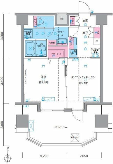 GENOVIA南千住VSKYGARDEN(1DK/8階)の間取り写真