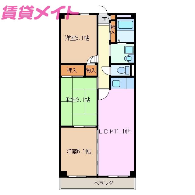 クレアージュ小杉(3LDK/1階)の間取り写真