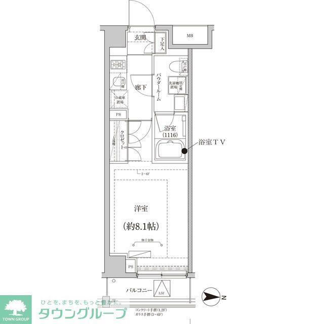 CREALPREMIER大島(1K/1階)の間取り写真