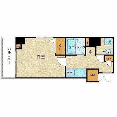 トーシンフェニックス八丁堀(1K/2階)の間取り写真