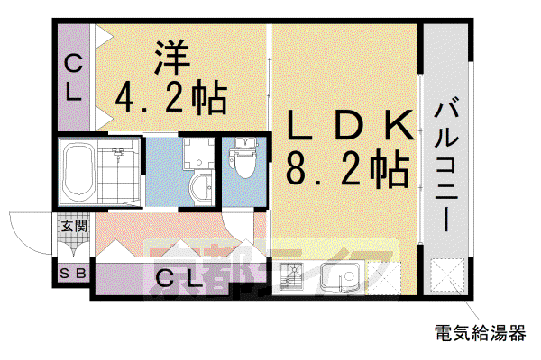 珠光ビル御香宮(1LDK/5階)の間取り写真