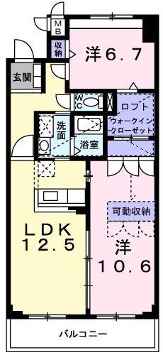 コミュノーテ半右衛門(2LDK/4階)の間取り写真
