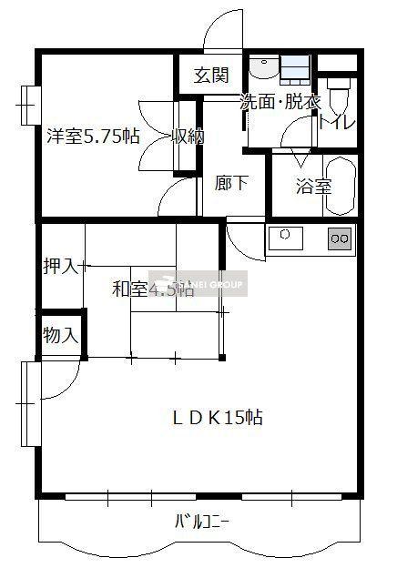 メイプル・ハイツ(2LDK/1階)の間取り写真