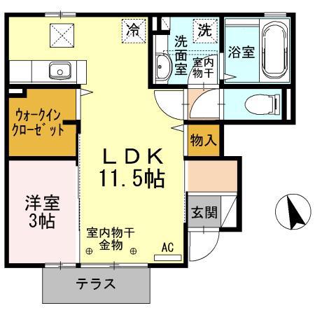 ＩＲいしかわ鉄道 金沢駅 バス乗車時間：35分 最寄りバス停で下車 徒歩2分 2階建 築13年(1LDK/1階)の間取り写真