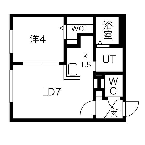 R&M発寒南(1LDK/4階)の間取り写真