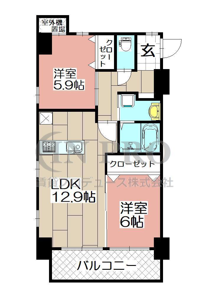 エスズイン日蒔野(2LDK/6階)の間取り写真