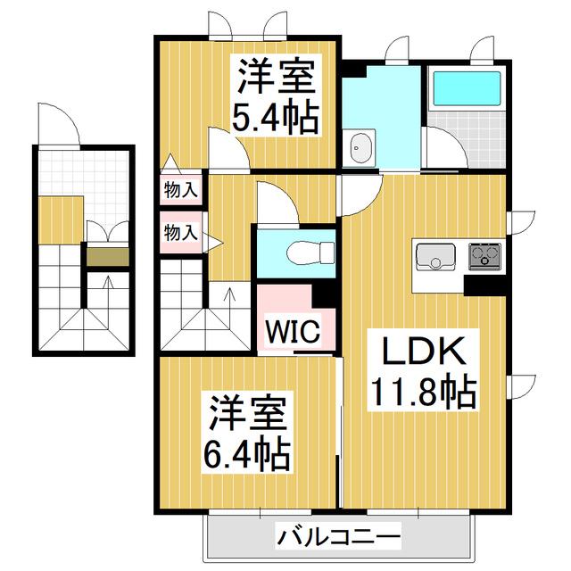シャーメゾンクリエ(2LDK/2階)の間取り写真