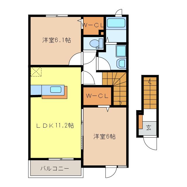 第二東雲(2LDK/2階)の間取り写真