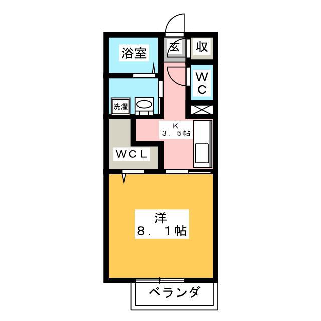 近鉄山田線 松阪駅 徒歩19分 2階建 築8年(1K/2階)の間取り写真