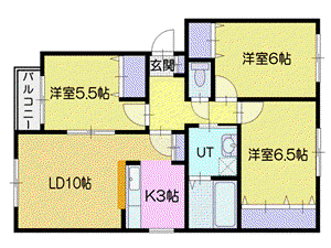 LOUVRE元江別(3LDK/1階)の間取り写真