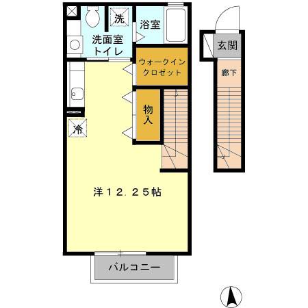 ファミール多摩平(ワンルーム/2階)の間取り写真
