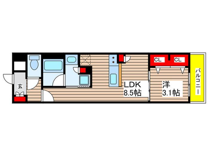 プレサンスロジェ上前津駅前ザレジデンス(1LDK/2階)の間取り写真