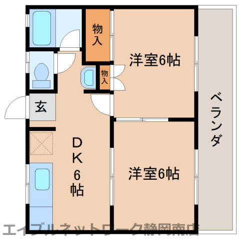 クローバーハイツ(2DK/2階)の間取り写真