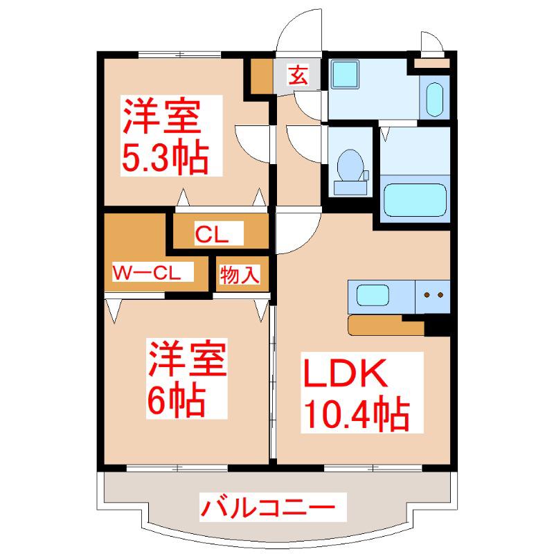 リバーサイドM(2LDK/1階)の間取り写真