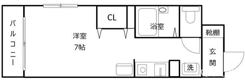 キララ比恵(ワンルーム/2階)の間取り写真