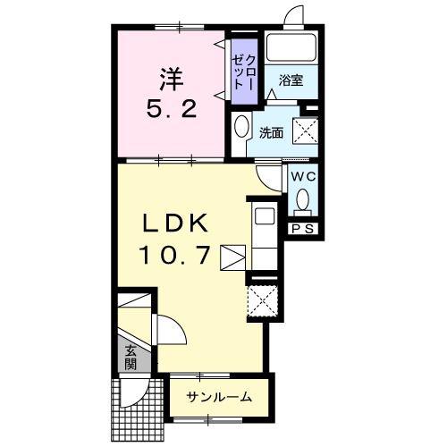 アーバンプレイス(1LDK/1階)の間取り写真