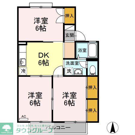 セジュール中條(3DK/2階)の間取り写真
