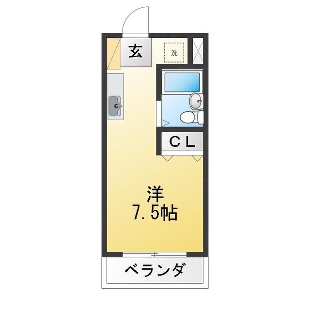 キャッスル南生田(ワンルーム/2階)の間取り写真