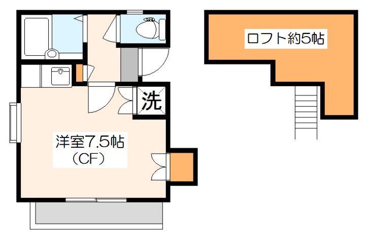 ベルヒルズ(ワンルーム/2階)の間取り写真