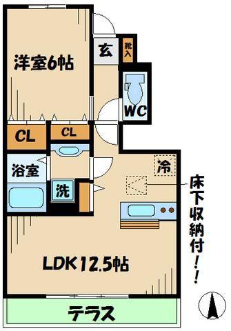 MON CHERI千歳烏山(1LDK/1階)の間取り写真