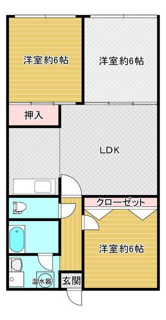成田中央公園スカイハイツB棟(3LDK/4階)の間取り写真