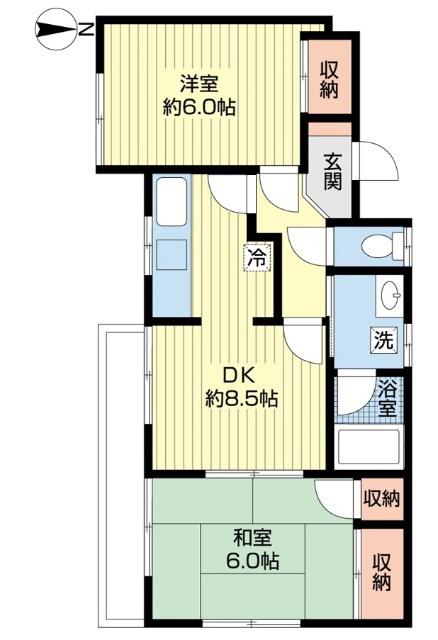 ベルデ用賀(2DK/2階)の間取り写真