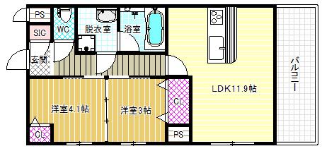 セレーナ(2LDK/1階)の間取り写真