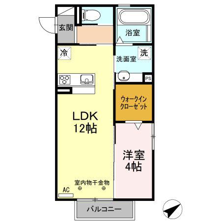 D-ROOM別名 B棟(1LDK/2階)の間取り写真