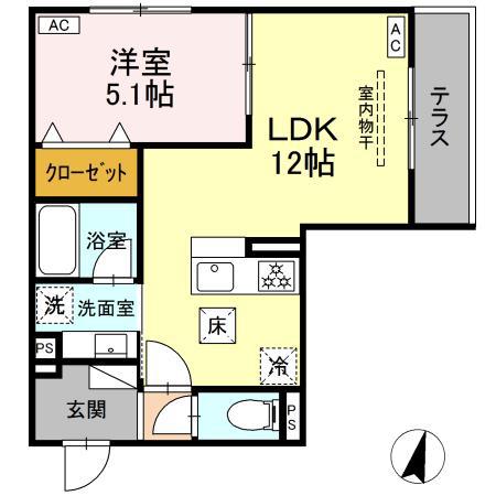 ブルマーレ湘南台(1LDK/1階)の間取り写真