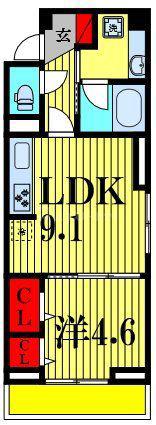 コニフェールI(1LDK/2階)の間取り写真