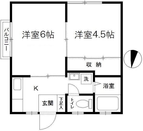 サンシティ中村(2K/2階)の間取り写真