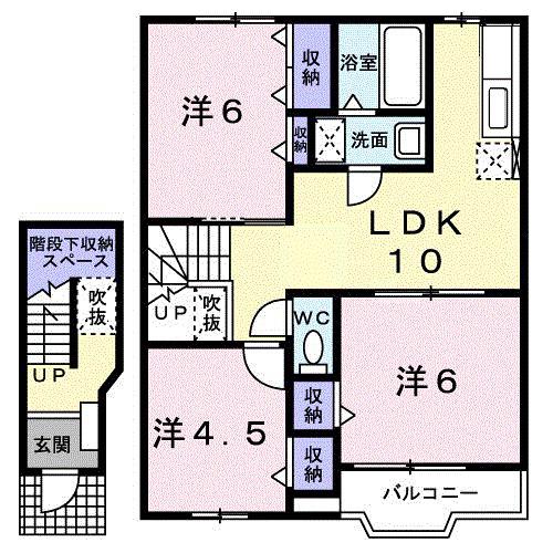 トゥー・ル・モンドA棟(3LDK/2階)の間取り写真