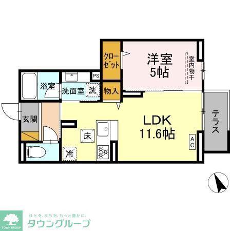 ハスクバーナ江戸川台(1LDK/1階)の間取り写真