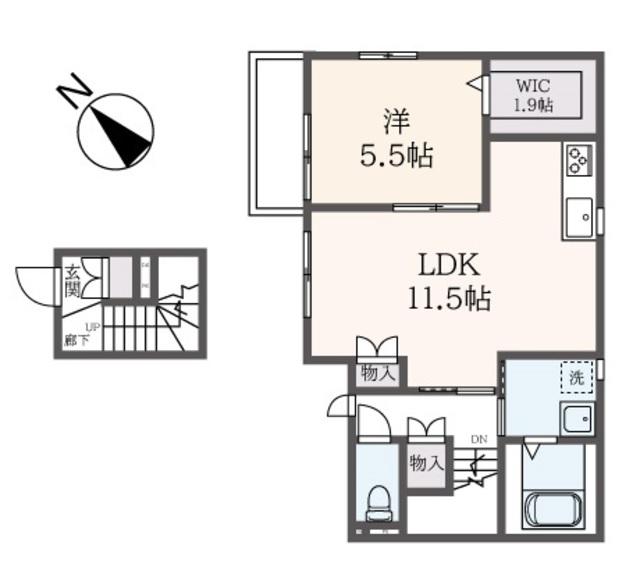 KOMINAMI MAISON NONO(1LDK/2階)の間取り写真